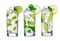 Glass Of Cold mojito Drink collection with ice isolated