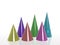 Glass cones of colored glass