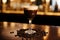 A glass containing a coffee-infused cocktail, elegantly showcased against a dark, moody backdrop, inviting you to savor