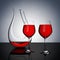 Glass Crystal Decanter with Red Wine and Two Wine Glasses. 3d Rendering