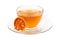 Glass cup of Bael fruit juice, cup of quince tea