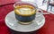 Glass Cup of black coffee in a restaurant Phuket Thailand