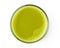 Glass cup of green tea matcha isolated on white background, Top view with clipping path