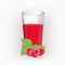 Glass cup with juice of raspberries