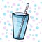 Glass Cup and juice Straw, drinking water Vector cartoon illustration