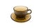 Glass Cup and saucer, tea pair, brown glass