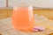 Glass cup on  table with effervescent vitamins