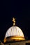 Glass cupola and dome with statue of the Albertinum in Dresden at night