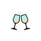 Glass cups cheers. Champagne icon flat. Vector on isolated white background. Eps 10