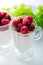 Glass of dessert with yoghurt, fresh berries and muesli