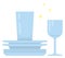 Glass dishware cartoon icon. Clean table plates