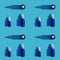 Glass dropper bottles with pipettes and petri dishes on blue background.