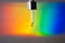 Glass dropper on a prism rainbow background