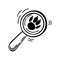 The glass element of the magnifying glass. Scribble style. A trace of a bear or other animal. Hand-drawn vector