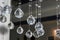 Glass faceted interior hanging balls.