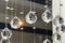 Glass faceted interior hanging balls.