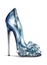 Glass female shoe with high heel.