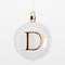Glass festive christmas hanging baubles. With gold letter D. 3D Rendering