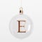 Glass festive christmas hanging baubles. With gold letter E. 3D Rendering