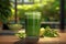 Glass filled with a refreshing green smoothie made from chlorophyll-rich ingredients, conveying health and wellness. Generative Ai