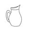 Glass flagon for milk, water, juice. Simple vector outline illustration in cartoon doodle style. Element of dishes - decanter,