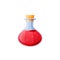 Glass flask with red liquid, magic potion, mixture, elixir.