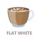 Glass of the flat white coffee. Brown drink