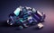 Glass Fragments with Vibrant Purple and Blue hues create a Shiny Luxury Banner