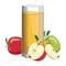 A glass of fresh apple juice. Vitamin refreshing cocktail with fruit. Vector illustration of a drink