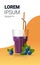 Glass of fresh blueberry juice with straw and berries vertical copy space
