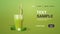 Glass of fresh cucumber juice with straw and sliced vegetables copy space horizontal