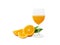 A glass of fresh orange juice and group of fresh orange fruits