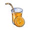 Glass of freshly squeezed juice with orange half, vector illustration