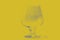 Glass goblet on yellow background close-up, illustration