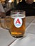 A glass with the Greek beer Alfa