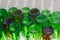Glass green bottoms from bottles. Abstract background