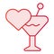 Glass and heart flat icon. Love drink pink icons in trendy flat style. Romantic toast gradient style design, designed