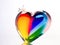 Glass heart. Shiny luminous love symbol