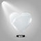 Glass heart on a transparent background, illustration. Spotlight illuminating the heart.