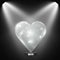 Glass heart on a transparent background, illustration. Spotlight illuminating the heart.