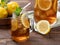 Glass of ice tea with lemon and mint