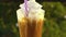 Glass of iced coffee with whipped cream