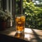 Glass of Iced Tea with a View of a Blooming Garden
