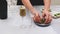 Glass of Irish cream liquor with ice and mint leaves closeup