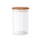 Glass jar with airtight seal wood lid. Kitchen eco friendly stuff.
