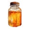 Glass jar with amber colored honey, watercolor illustration, a