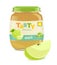 Glass jar with apple baby food