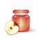 Glass jar with Apple jam on light background, Label for jam. Mockup for your brand realistic vector EPS 10 illustration