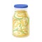 Glass Jar with Brined Salad of Sliced Bell Pepper and Cucumbers Vector Illustration