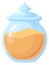 Glass jar with cane sugar. Cartoon sweetener icon